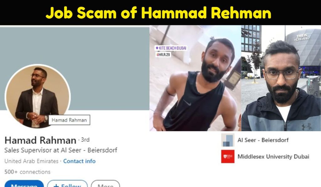 Fraudster Job Scam of Hammad Rehman